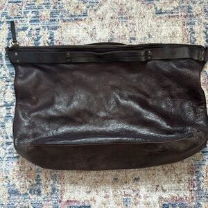 🍇 Vintage dark brown pebbled leather satchel.